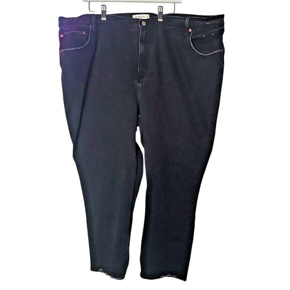 Abercrombie & Fitch Black Ankle Grunge Preppy Ultra High Rise Jeans Woman Pls 24 - Picture 1 of 5